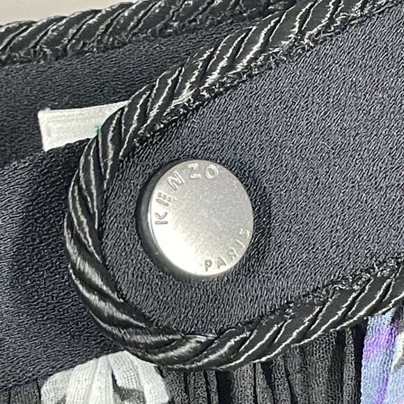 NEW Kenzo Skirt Womens 10 Large black purple floral midi designer - Picture 7 of 14